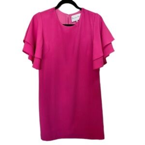 CHARLES HENRY Ruffle Bell Sleeve Pink Mini Shift Dress XS (Nordstrom)